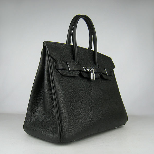 High Quality Fake Hermes Birkin 35CM Togo Leather Bag Black 6089